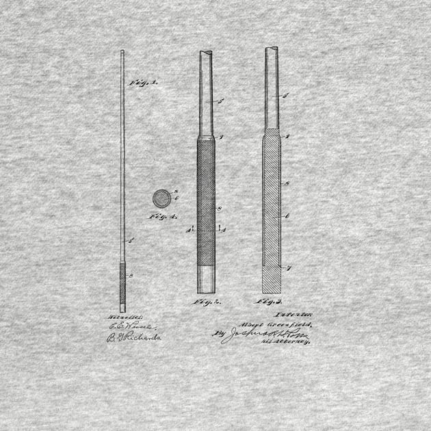 Billiard Cue Vintage Patent Hand Drawing by skstring